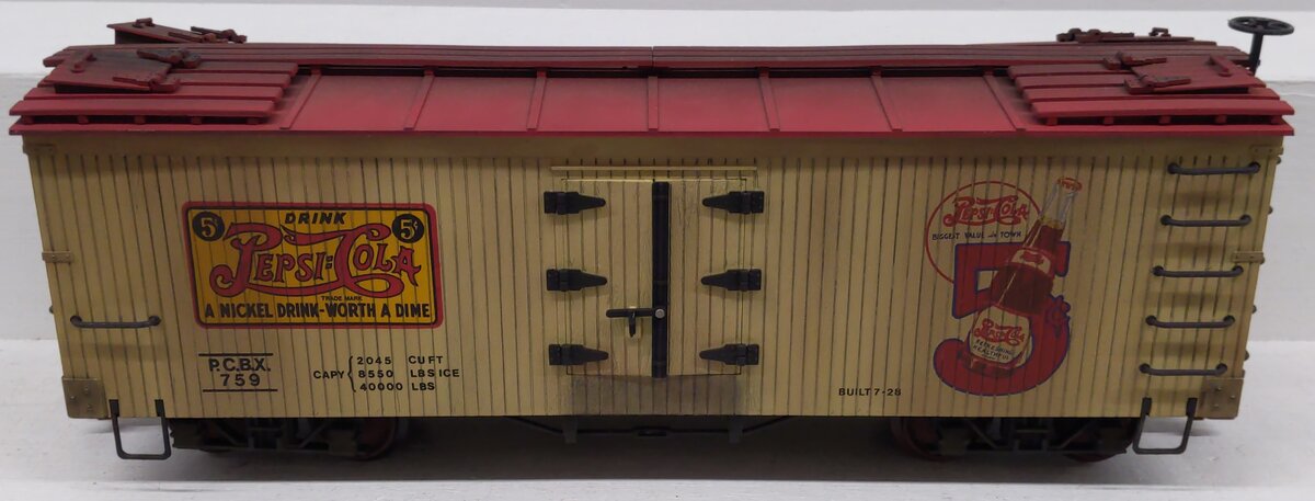 Bachmann 93251 G Scale Pepsi Cola Billboard Reefer Car #759 - Weathered/Box
