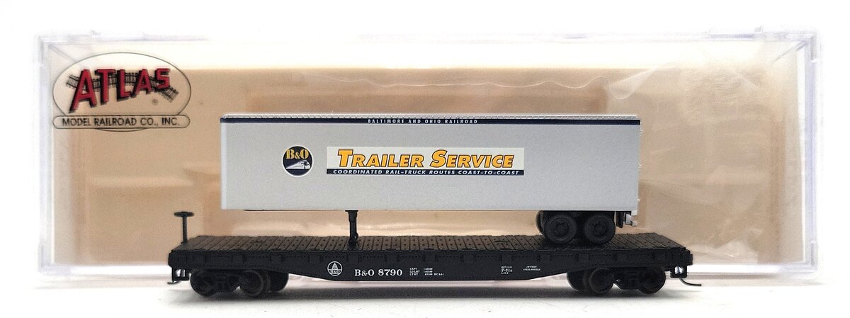 Atlas 37793 N Baltimore & Ohio Piggyback Flat w/ 40' Trailer #8790 LN/Box