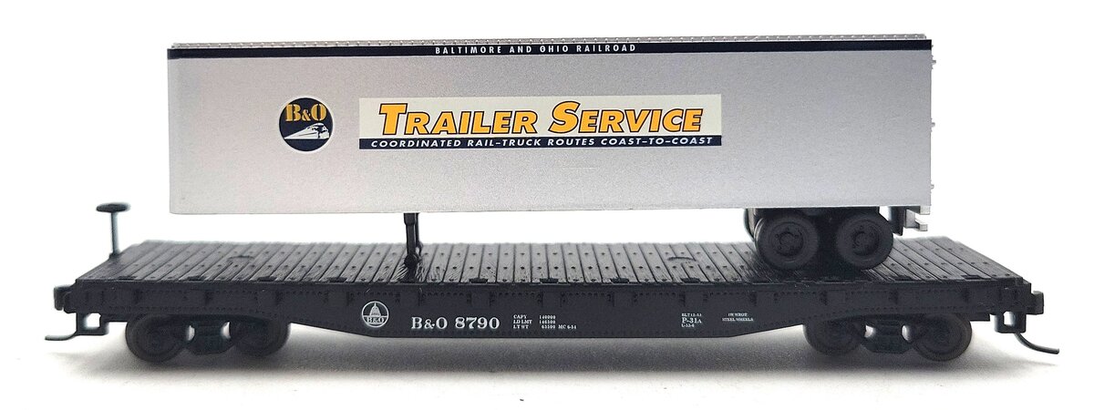 Atlas 37793 N Baltimore & Ohio Piggyback Flat w/ 40' Trailer #8790 LN/Box