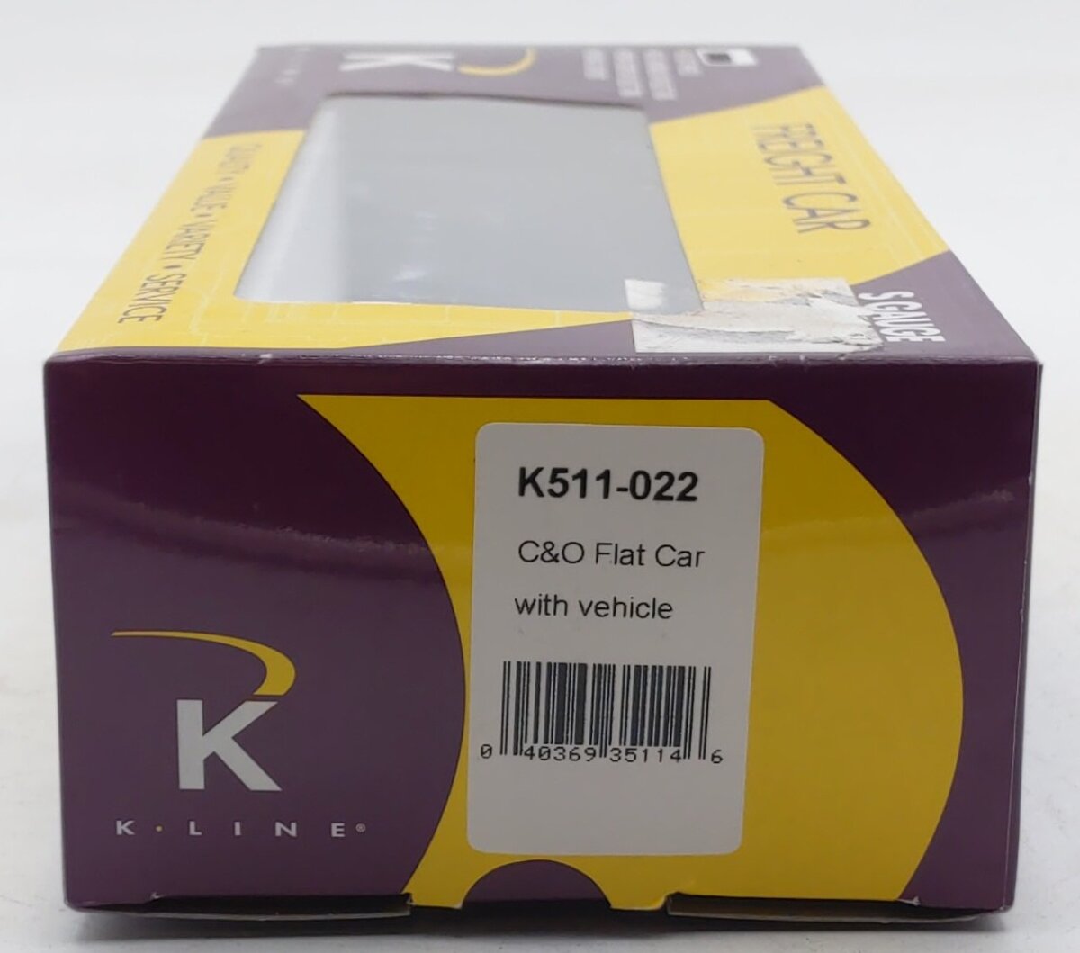 K-Line K511-022 S Gauge Chesapeake & Ohio Flat Car w/ Vehicle #120448 EX/Box