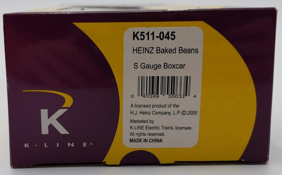 K-Line K511-045 S Gauge Heinz Baked Beans Boxcar #66 LN/Box