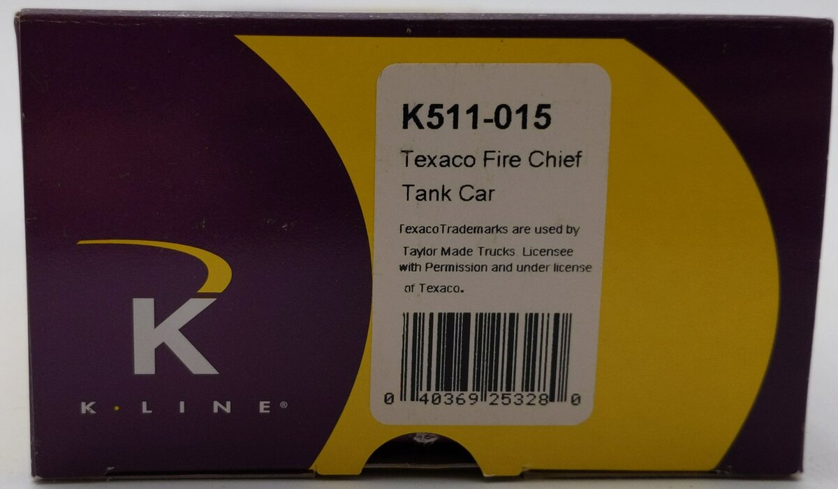 K-Line K511-015 S Gauge Texaco Fire Chief Tank Car #2831 EX/Box