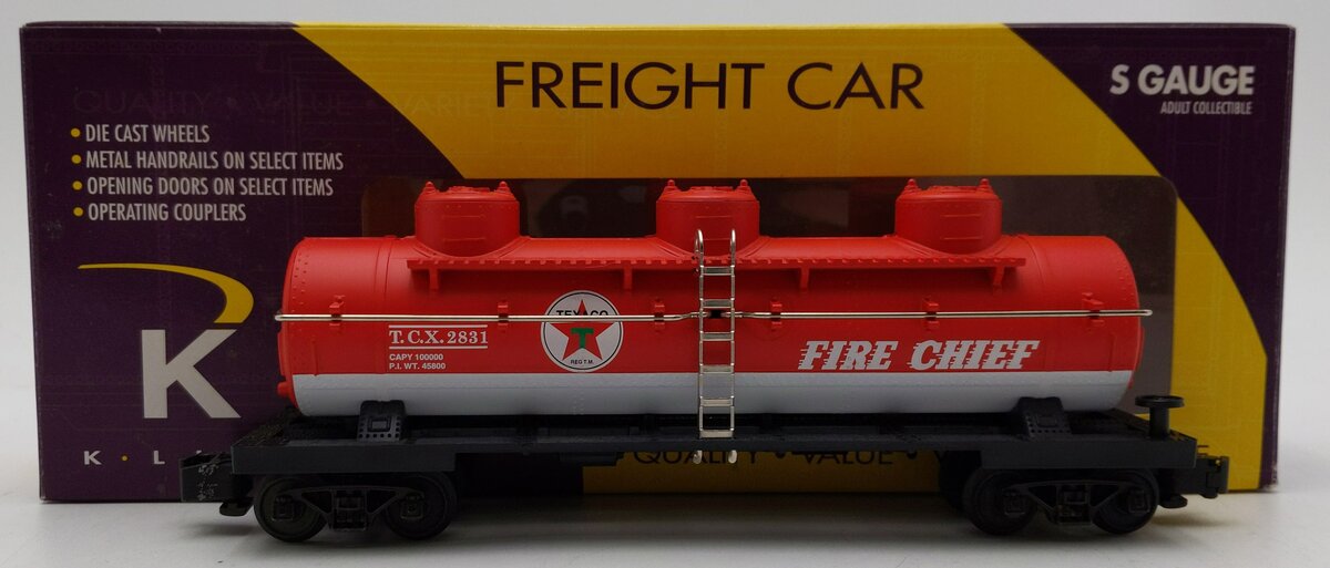 K-Line K511-015 S Gauge Texaco Fire Chief Tank Car #2831 EX/Box