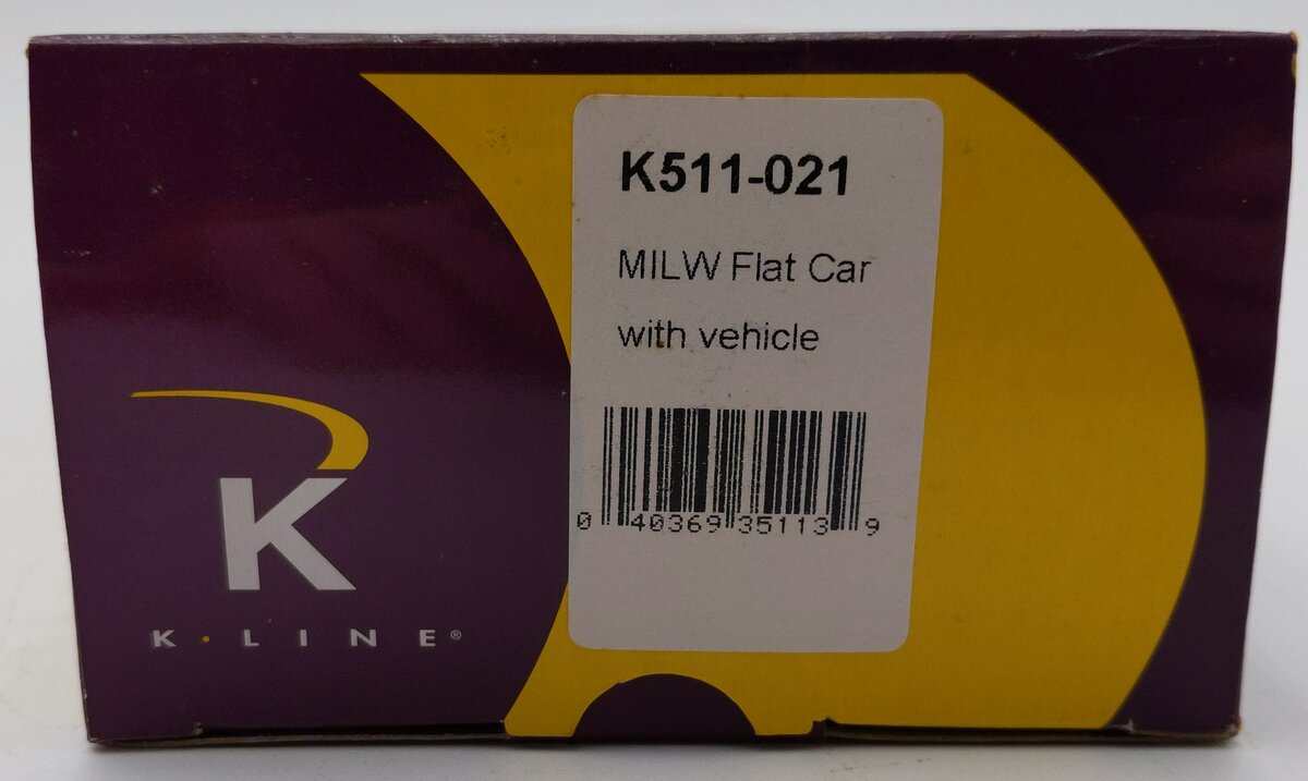 K-Line K511-021 S Gauge MILW Flat Car w/ Vehicle LN/Box