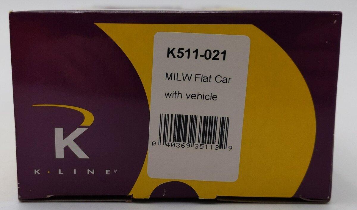 K-Line K511-021 S Gauge MILW Flat Car w/ Vehicle LN/Box