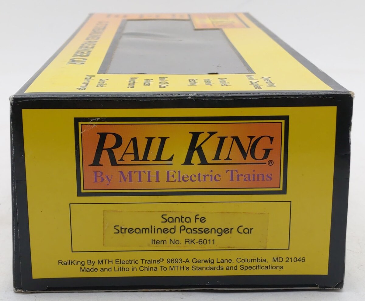 MTH 30-6011 O Gauge Santa Fe O-27 Streamlined Passenger Coach Car #3163 EX/Box
