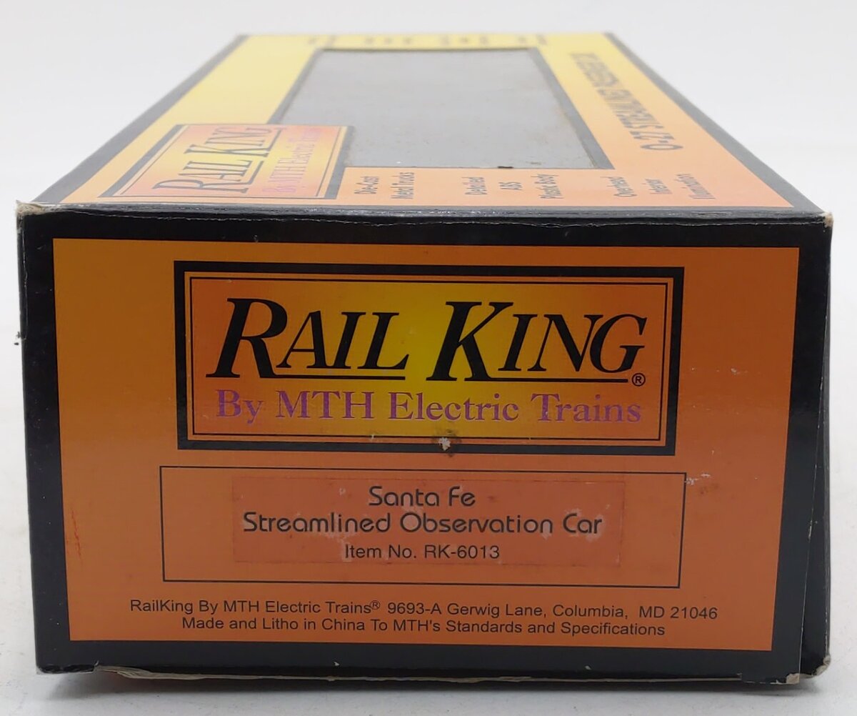 MTH 30-6013 O Gauge Santa Fe Streamlined Observation Car #3198 EX/Box