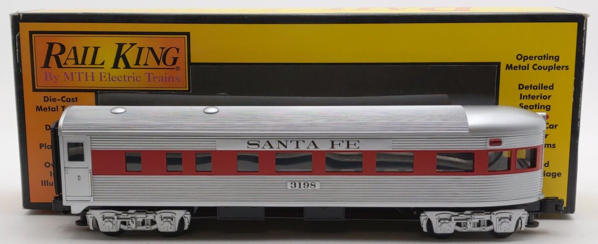 MTH 30-6013 O Gauge Santa Fe Streamlined Observation Car #3198 EX/Box