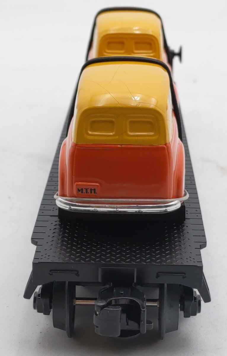 MTH 30-7681 O Gauge MTH Transport Flatcar with Ertl '51 Panel Vans EX/Box