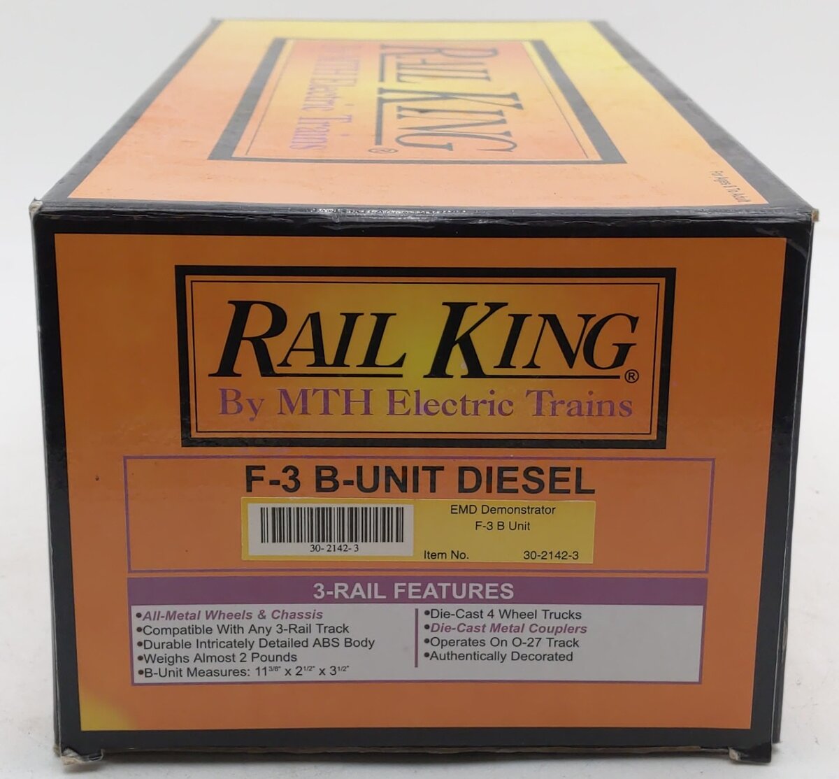 MTH 30-2142-3 O EMD Demonstrator F3 B-Unit Non-Powered Diesel Locomotive EX/Box