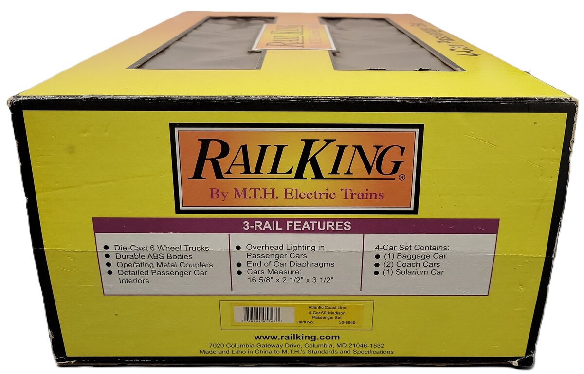 MTH 30-6949 O Atlantic Coast Line 60' Madison Passenger Car Set (Set of 4) EX/Box