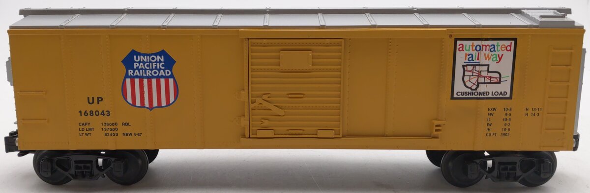 MTH 30-7405 O Gauge Union Pacific Semi-Scale Boxcar #168043 EX/Box