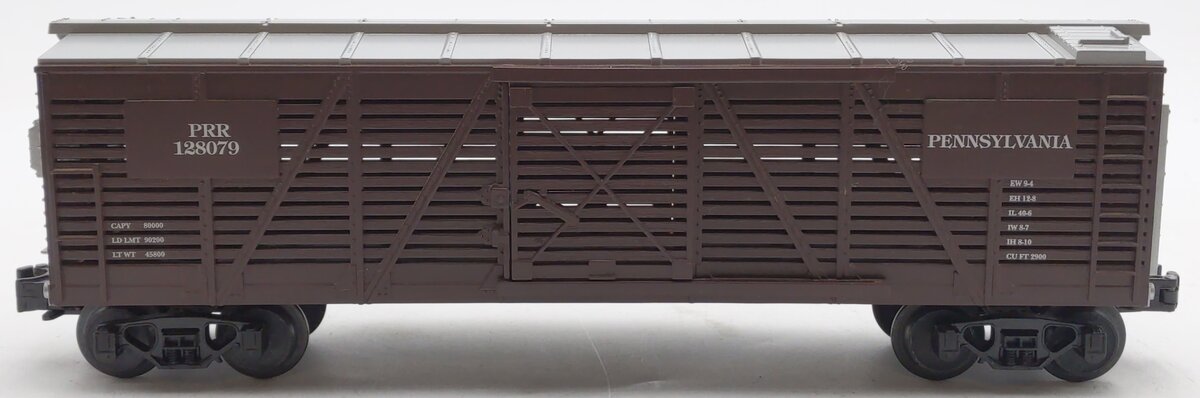 MTH 30-7105 O Gauge Pennsylvania Semi-Scale Brown/Silver Stock Car #128079 EX/Box