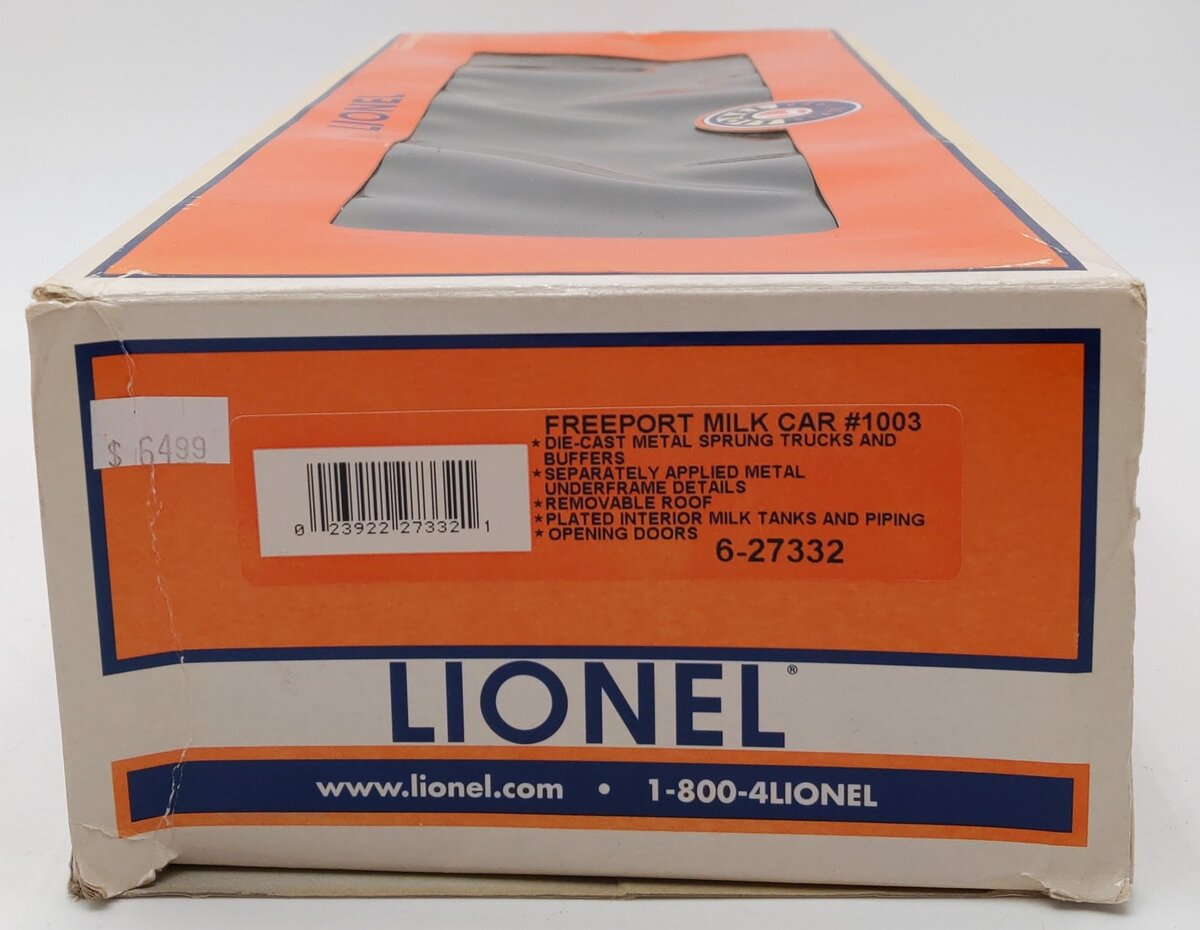 Lionel 6-27332 O Gauge American Car & Foundry Freeport Milk Car #1003 LN/Box