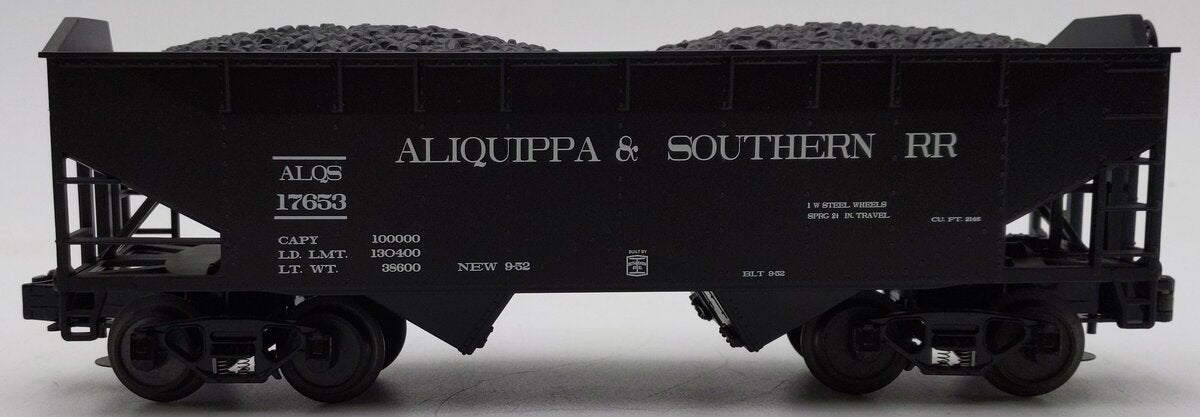 MTH 20-97525 O Aliquippa & Southern 2-Bay Offset Hopper w/ Coal Load #17653 LN/Box