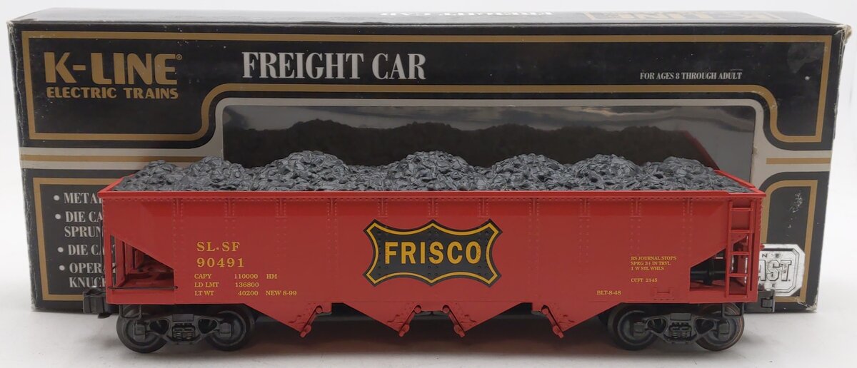 K-Line K623-2051 O Gauge Frisco Diecast 4-Bay Hopper W/ Coal Load #90491 EX/Box