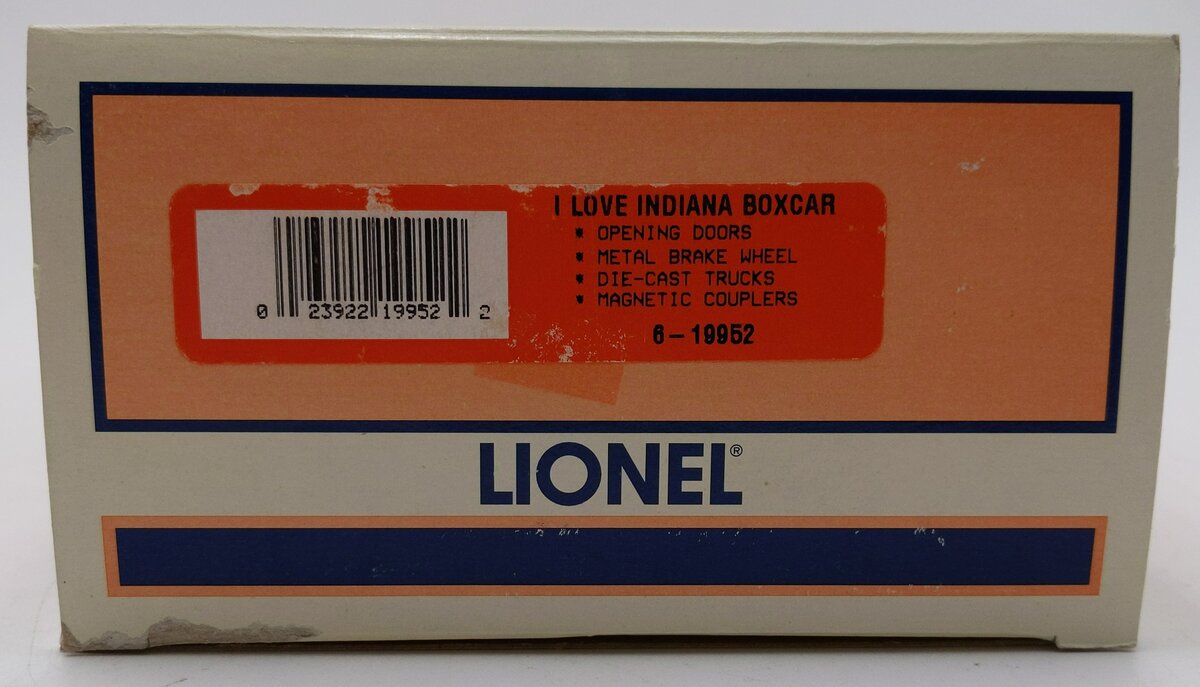 Lionel 6-19952 O Gauge I Love Indiana Boxcar #9700 LN/Box