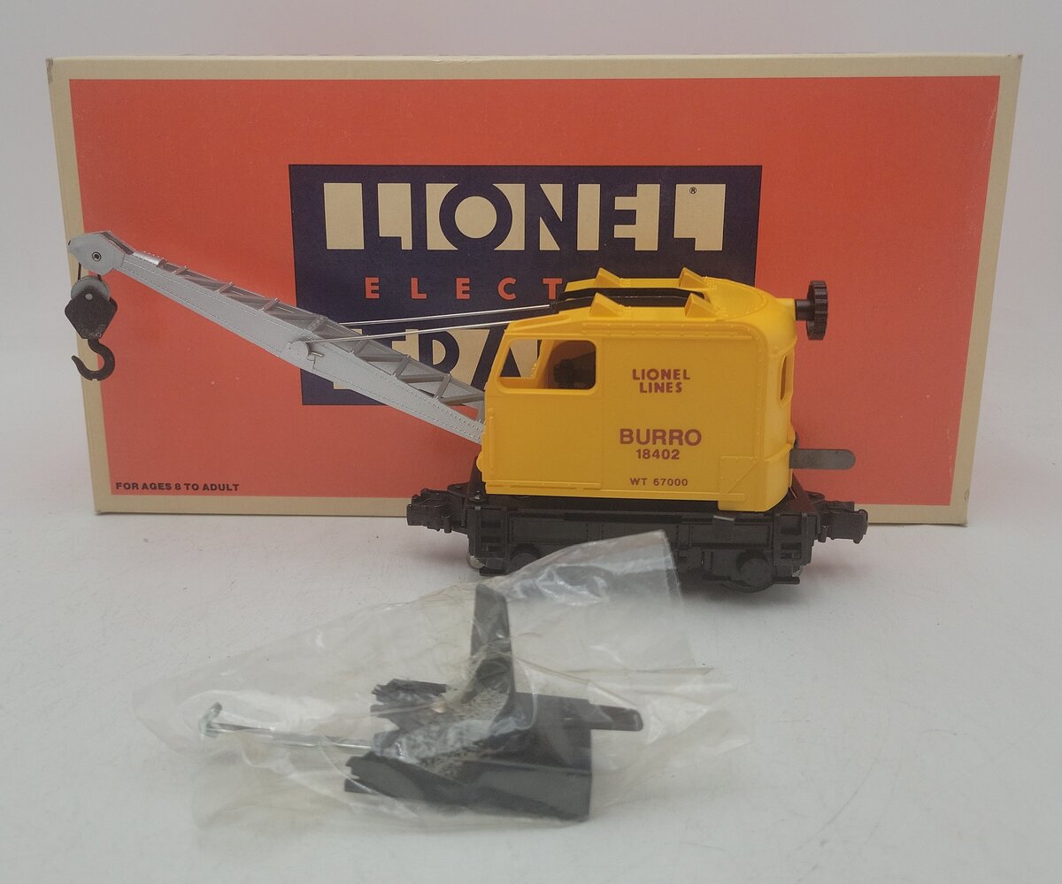 Lionel 6-18402 O Gauge Lionel Lines Operating Burro Crane #18402 EX/Box