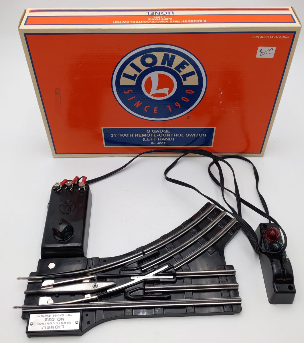 Lionel 6-14062 31" Remote-Control Left Hand Switch Turnout LN/Box