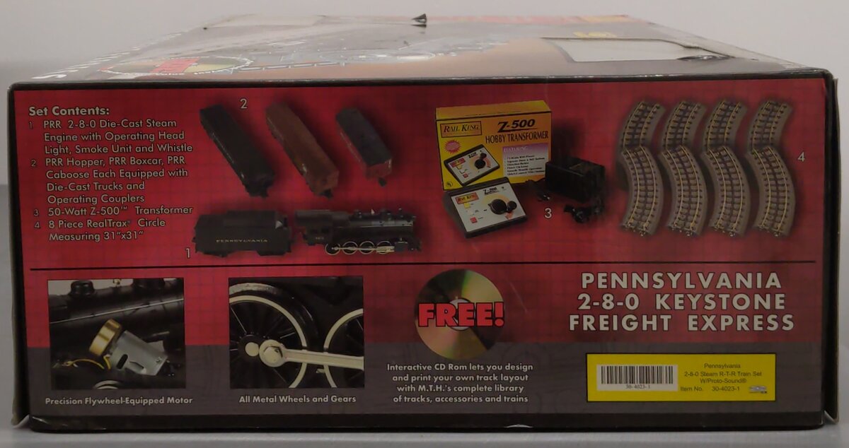 MTH 30-4023-1 O Pennsylvania 2-8-0 Steam Freight Train Set w/PS1 LN/Box