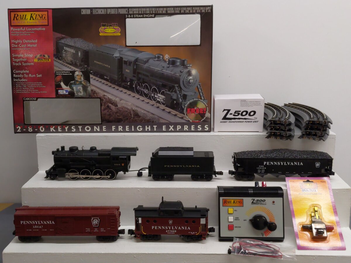 MTH 30-4023-1 O Pennsylvania 2-8-0 Steam Freight Train Set w/PS1 LN/Box
