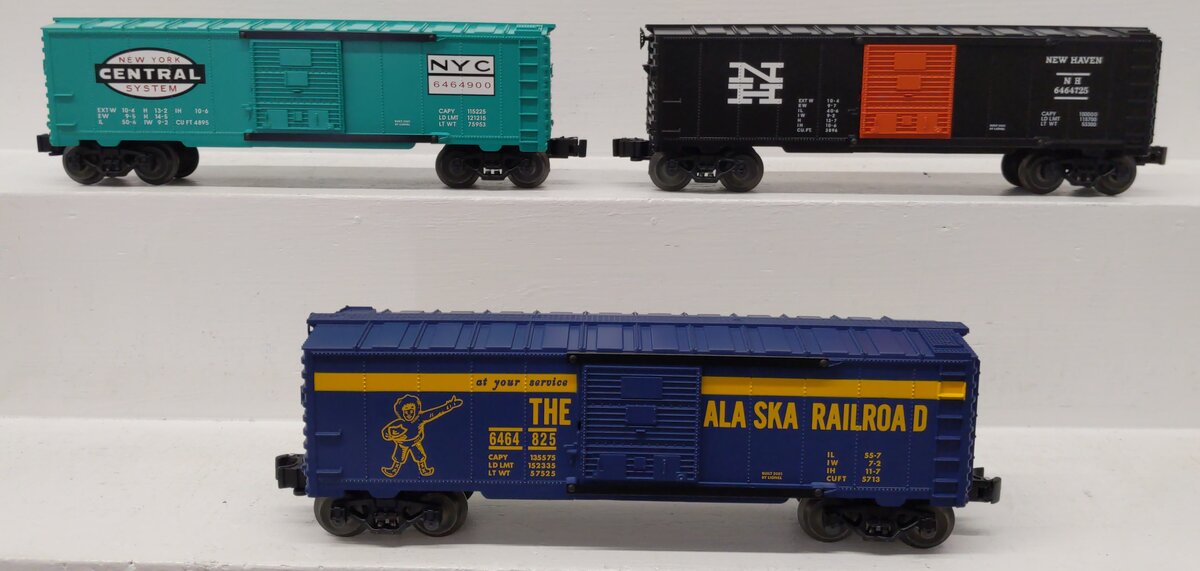 Lionel 6-39203 O Gauge 6464 Series X Boxcar Set 3-Pack LN/Box