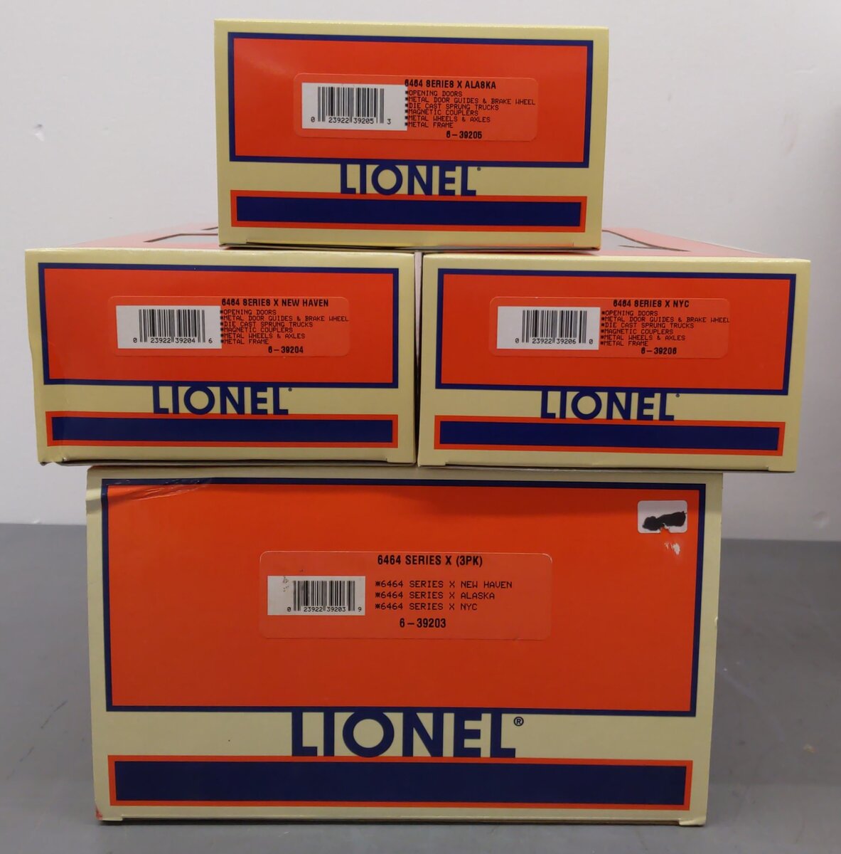 Lionel 6-39203 O Gauge 6464 Series X Boxcar Set 3-Pack LN/Box