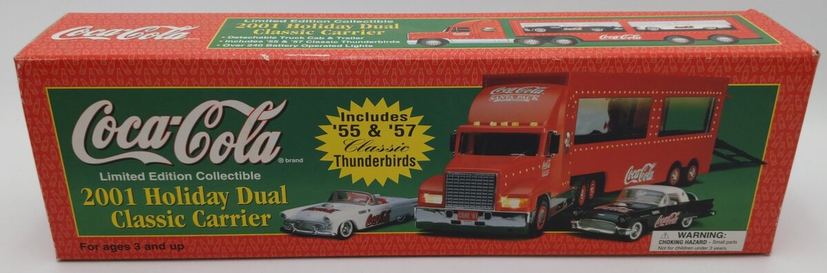 Coca-Cola 10228 1:43 2001 Holiday Dual Classic Carrier w/'55 & '57 Thunderbirds EX/Box