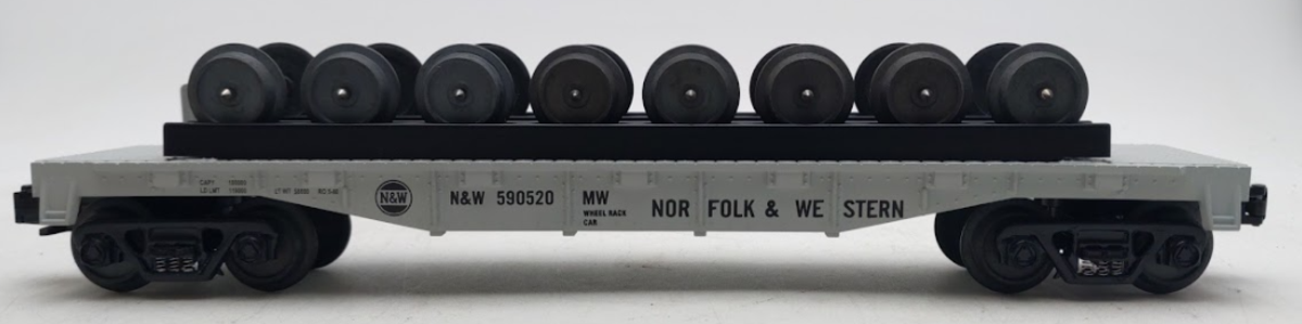 MTH 30-76695 O Gauge Norfolk & Western Flat Car w/ 8-Wheel Set #590520 LN/Box