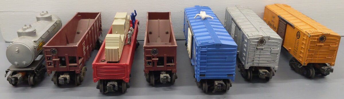 Lionel O Gauge Vintage Freight Cars #2465,X3454,25000,25000,X2454,3424,3444 [7] VG