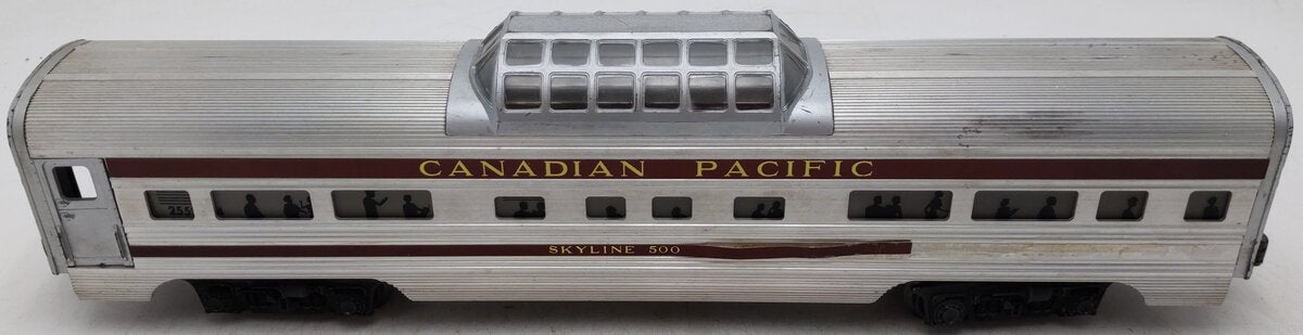 Lionel 2552 Vintage O Canadian Pacific Skyline 500 Aluminum Vista Dome Car VG