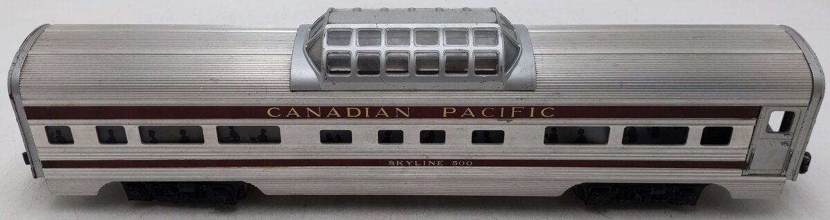 Lionel 2552 Vintage O Canadian Pacific Skyline 500 Aluminum Vista Dome Car VG