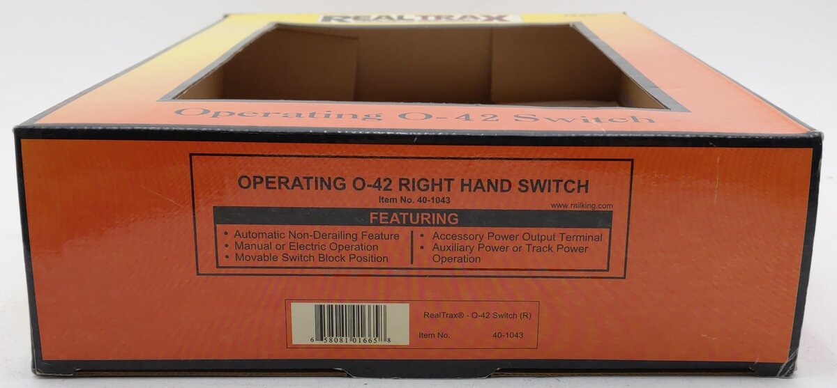 MTH 40-1043 O42 RealTrax Nickel Silver Right Hand Remote Switch Turnout EX/Box