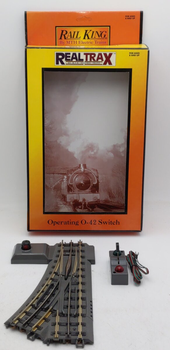 MTH 40-1043 O42 RealTrax Nickel Silver Right Hand Remote Switch Turnout EX/Box