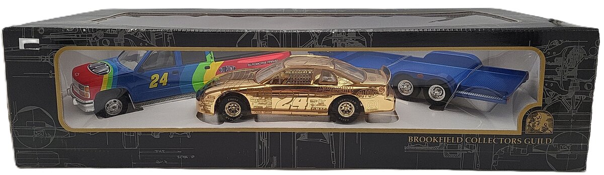 Brookfield 1:25 Jeff Gordon #24 Gold Dupont Champ Trackside Show Car Trailer Set EX/Box