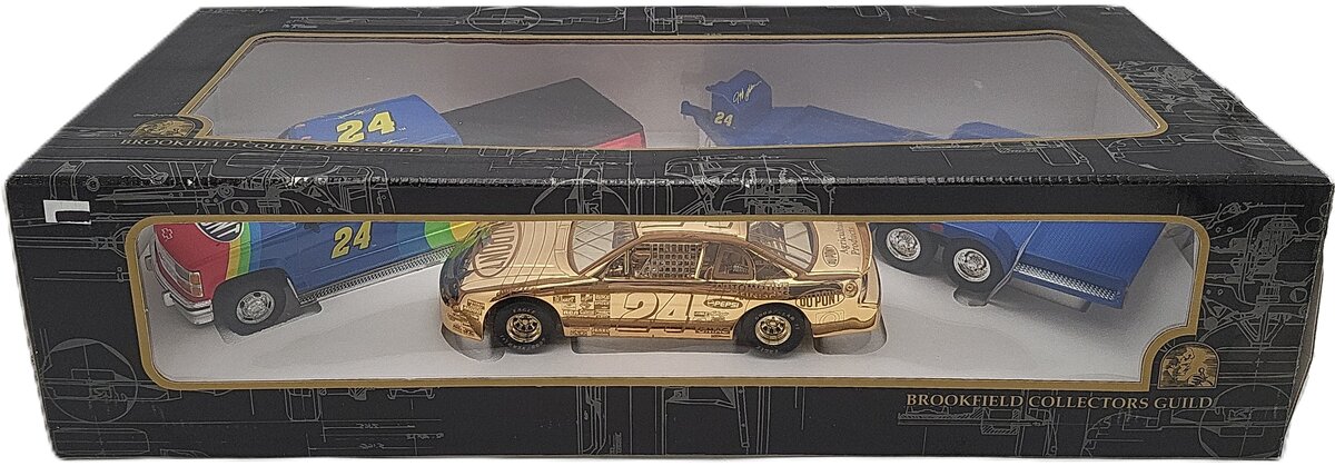 Brookfield 1:25 Jeff Gordon #24 Gold Dupont Champ Trackside Show Car Trailer Set EX/Box