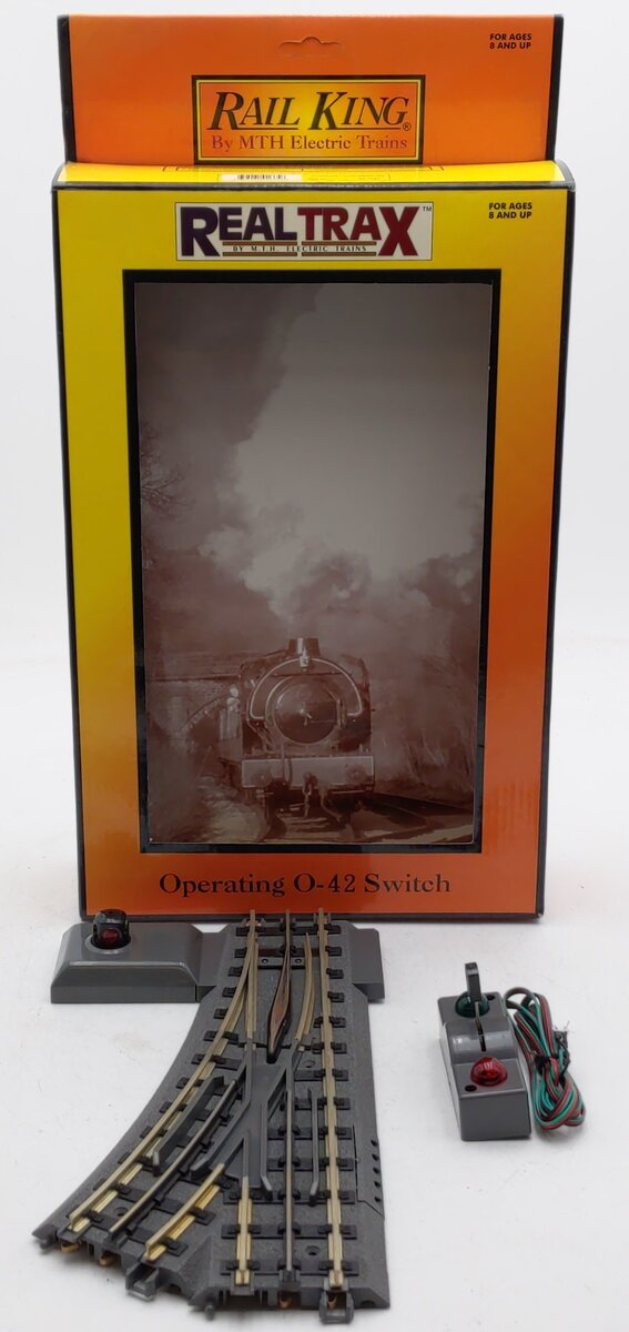 MTH 40-1043 O42 RealTrax Nickel Silver Right Hand Remote Switch Turnout EX/Box