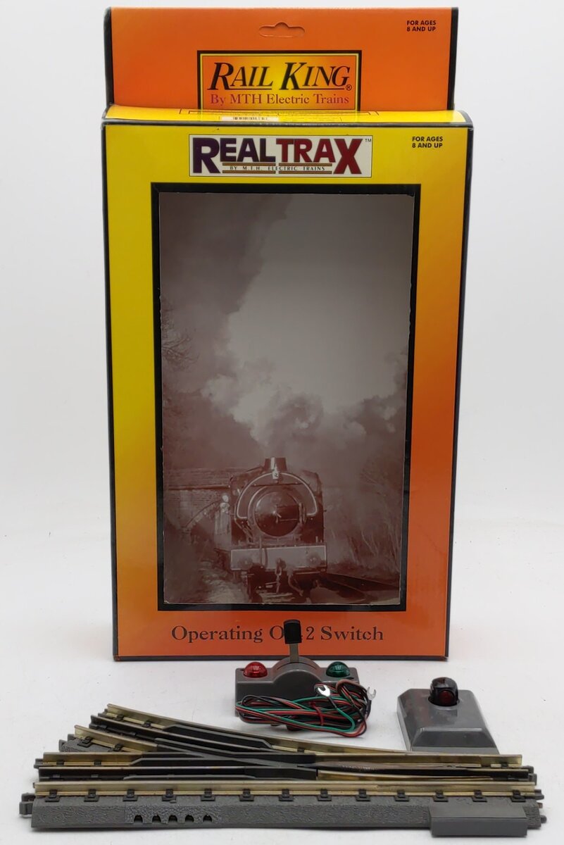 MTH 40-1043 O42 RealTrax Nickel Silver Right Hand Remote Switch Turnout EX/Box