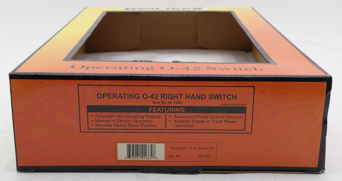 MTH 40-1043 O42 RealTrax Nickel Silver Right Hand Remote Switch Turnout EX/Box