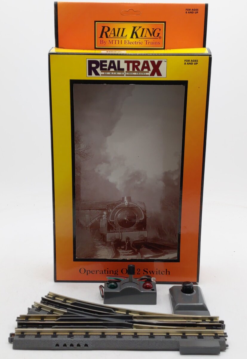 MTH 40-1043 O42 RealTrax Nickel Silver Right Hand Remote Switch Turnout EX/Box