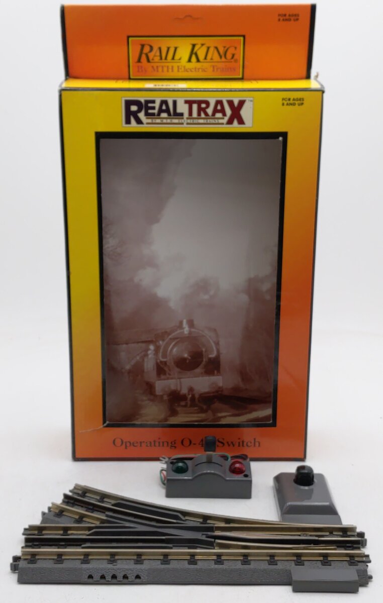 MTH 40-1043 O42 RealTrax Nickel Silver Right Hand Remote Switch Turnout EX/Box