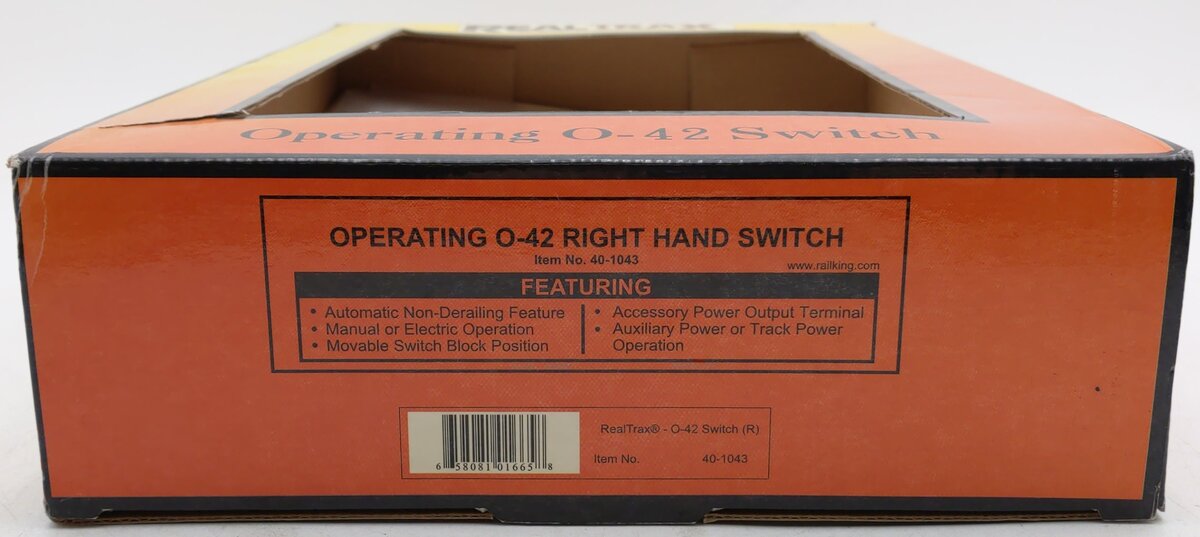 MTH 40-1043 O42 RealTrax Nickel Silver Right Hand Remote Switch Turnout EX/Box