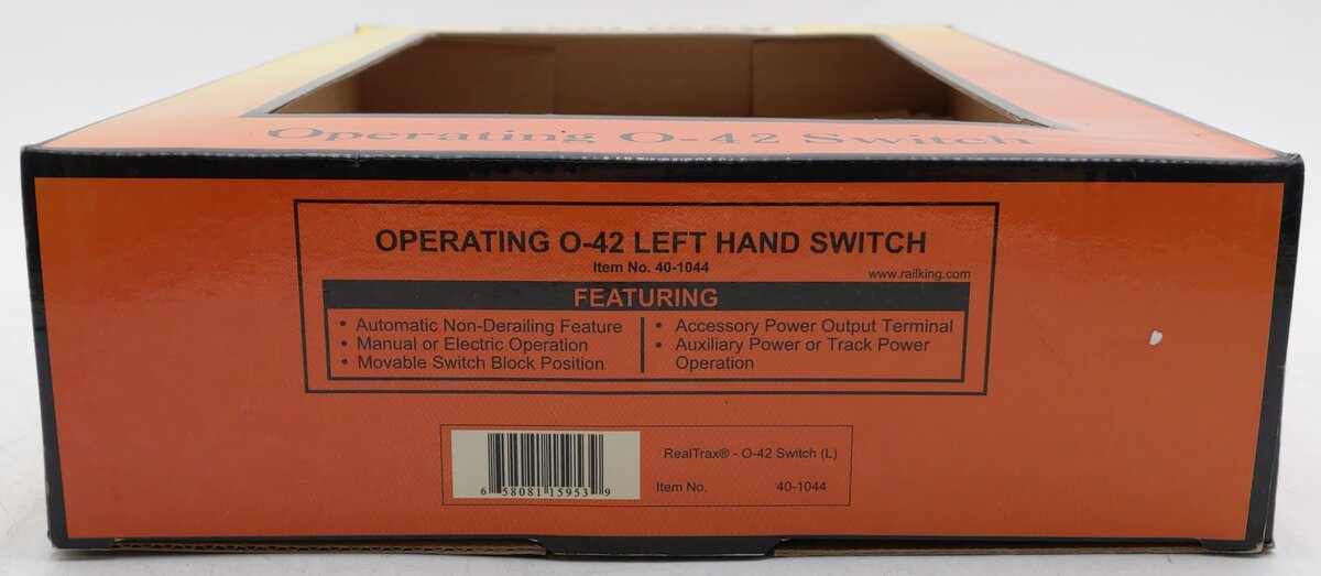 MTH 40-1044 O42 RealTrax Nickel Silver Left Hand Remote Switch Turnout EX/Box