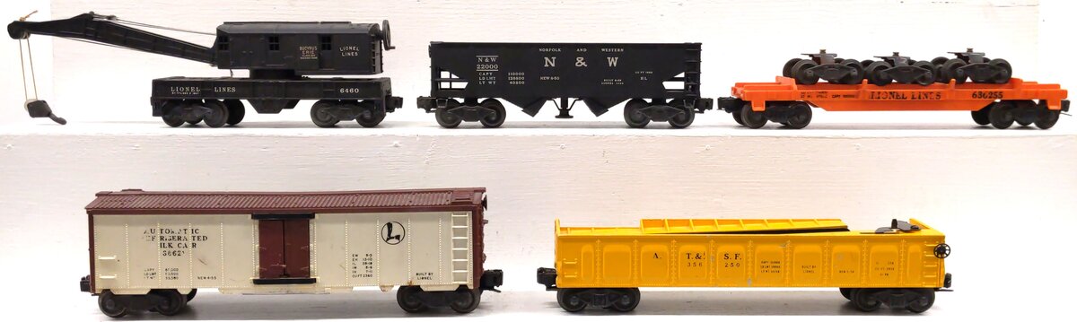 Lionel Vintage O Gauge Freight Cars:3562-50,3662,6362-55,3456,6460 [5] VG