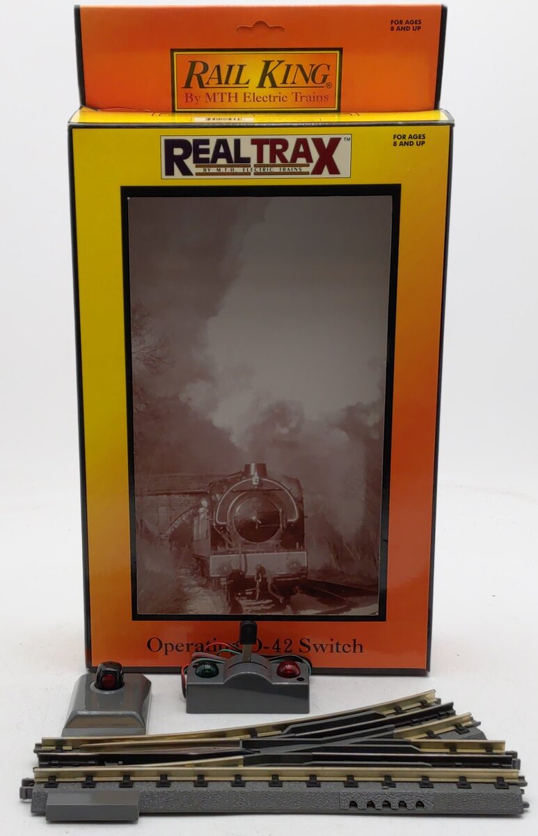 MTH 40-1044 O42 RealTrax Nickel Silver Left Hand Remote Switch Turnout EX/Box