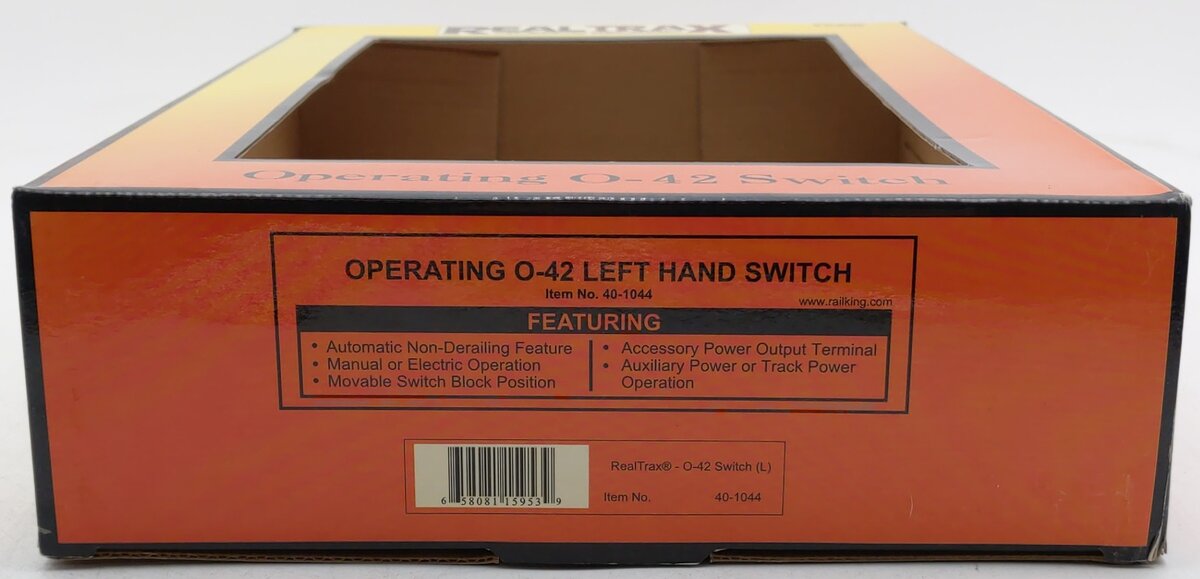 MTH 40-1044 O42 RealTrax Nickel Silver Left Hand Remote Switch Turnout EX/Box