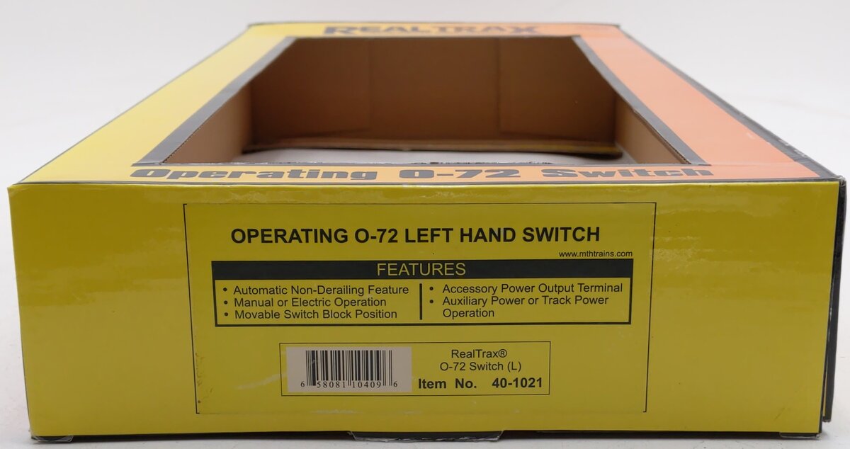 MTH 40-1021 O72 RealTrax Nickel Silver Left Hand Remote Switch Turnout EX/Box