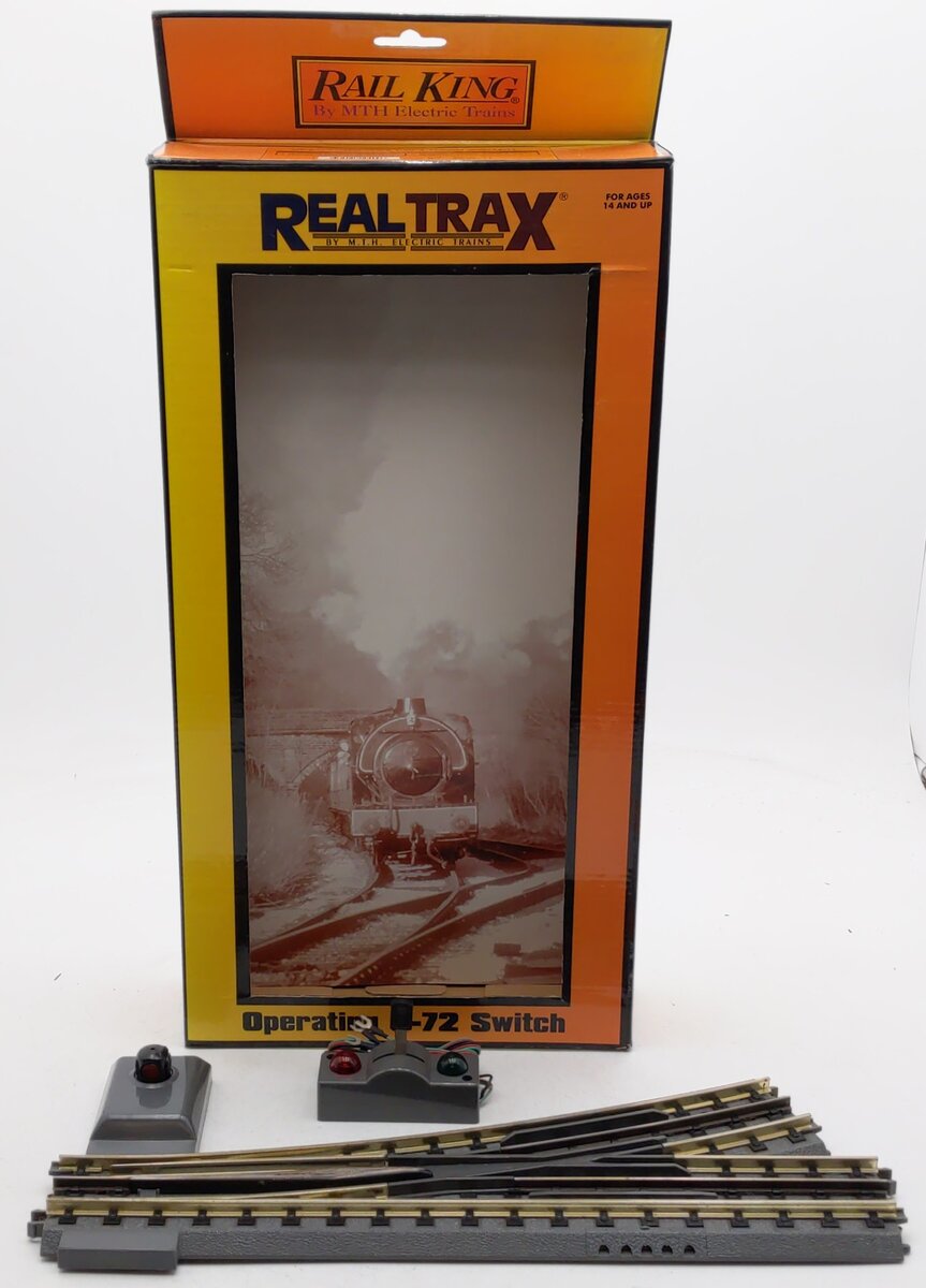 MTH 40-1021 O72 RealTrax Nickel Silver Left Hand Remote Switch Turnout EX/Box