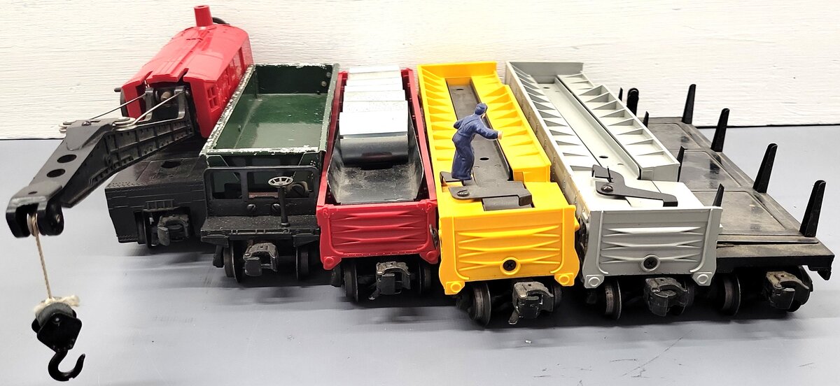 Lionel Vtg. O Assorted Freight Cars:3562-50, 6560, 3451, 6342, 3562-25, 3459 [6] VG