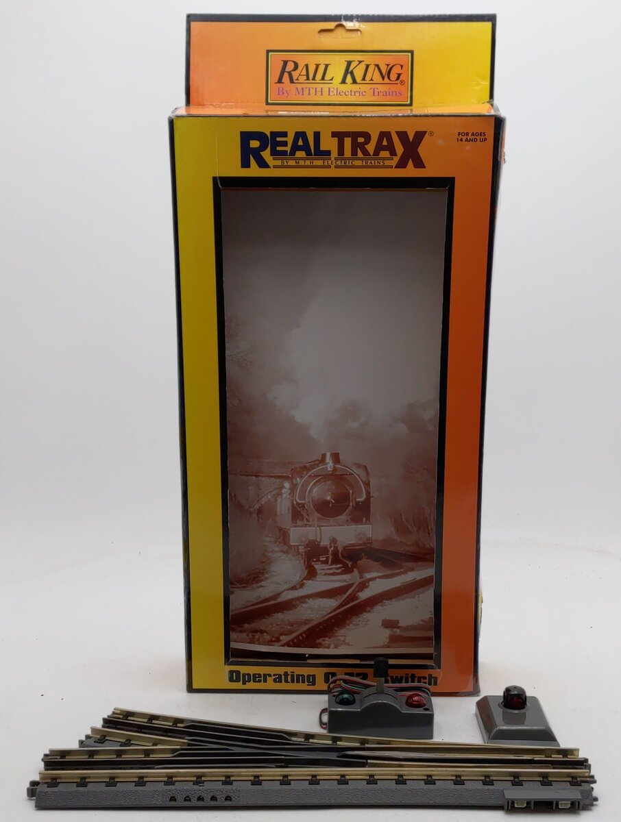 MTH 40-1020 O72 RealTrax Nickel Silver Right Hand Remote Switch Turnout  EX/Box